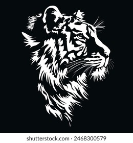 Ilustración del logotipo del Vector del tigre Icono del Vector Plantilla Elementos de diseño en blanco y negro. Se puede utilizar para etiquetas, Anuncios o anuncios.