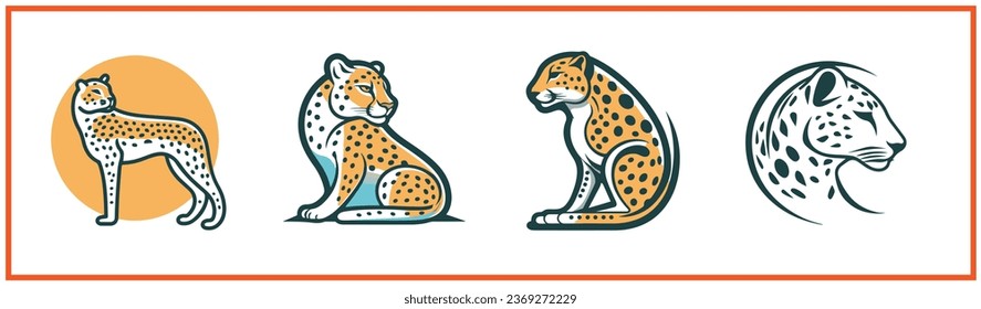 tiger vector logo style silhouette icon collection