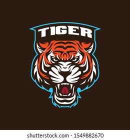 Tiger vector logo template. Lion sport gaming mascot logo template. Wild animals tiger sport. esport gaming mascot logo template for team