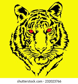 Tiger vector on yellow background.