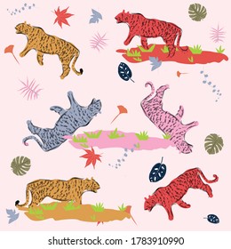 Tiger vector pattern illustration design download 