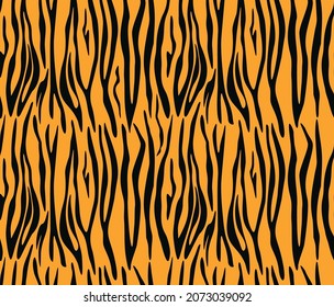 tiger vector seamless background, yellow black pattern, trendy wild cat print