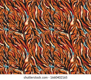 tiger vector seamless print for fabric