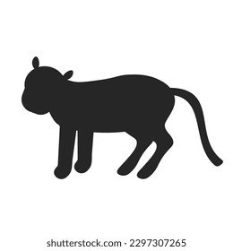 Tiger vector silhouette illustration isolated on white background. Big wild cat. Siberian tiger Amur tiger - Panthera tigris altaica or Bengal tiger. Tatoo sign. EPS