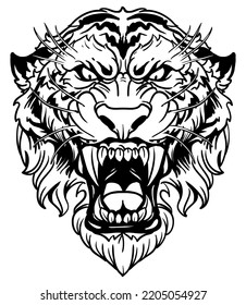 Tiger vector, silhouette vector, isolated illustration abstract pattern on white background