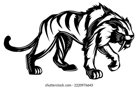 Tiger vector, silhouette vector, isolated illustration abstract pattern on white background