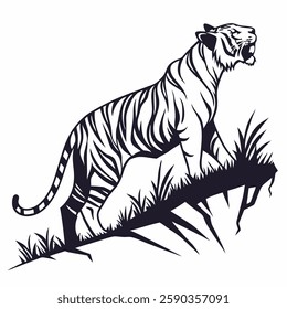 Tiger vector Silhouette on white backgroun