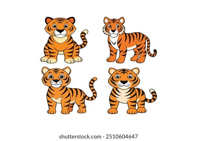 Silueta de Vector de tigre con fondo blanco