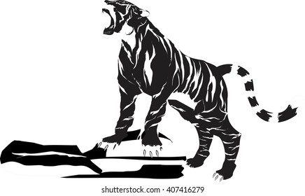 Tiger vector single monochrome  isolated on white