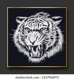 ilustración de esbozo vectorial tigre, arte garabato