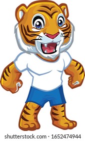 tiger, vector tiger, tiger in t-shirt and pants, 