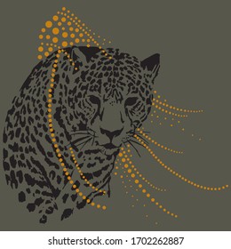 tiger vectorel pattern work drawing with dots around
