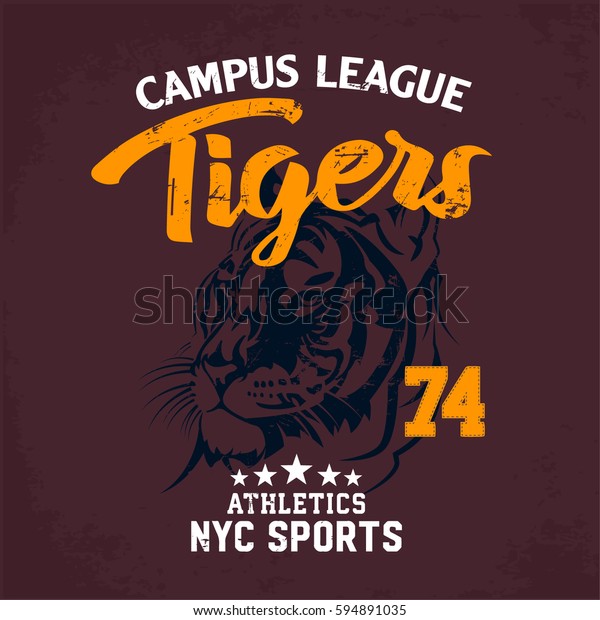 Tiger Vintage Denim Print Tshirt Apparel Stock Vector (Royalty Free ...