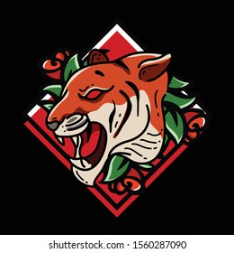 Tiger vintage logo tattoo idea