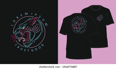 tiger vintage monoline hand drawn tshirt design