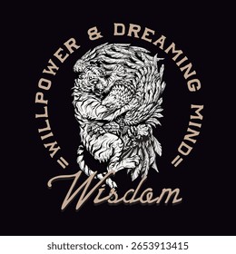 TIGER VS EAGLE TSHIRT VECTOR ILLUSTRATION