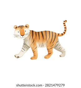 A tiger walking forward with caution slowly