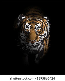 tiger walking in the shadow illustration