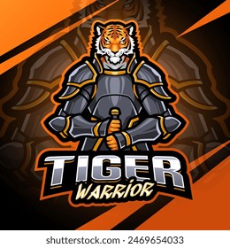 Diseño de logotipo de mascota de exportación Tiger warrior