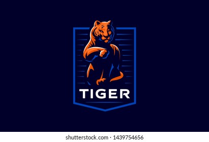 Tiger is washing its paw. Vector illustration.