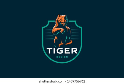 Tiger is washing its paw. Vector illustration.