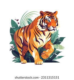 Tiger watercolor illustration, hand painted high quality colorful artwork on white background, tiger laying down having a rest, peaceful tiger, indian, siberian, bengal tiger