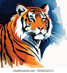 Tiger Watercolor vecor art and illustration