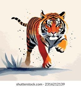 Tiger Watercolor vecor art and illustration