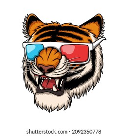 Tiger wearing 3d eyeglasses for your company or brand