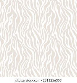 Tiger white beige seamless pattern. Vector animal skin print. Fashion stylish organic texture. 