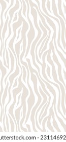Tiger white beige seamless pattern. Vector animal skin print. Fashion stylish organic texture. 