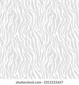 Tiger white gray seamless pattern. Vector animal skin print. Fashion stylish silver organic texture. 