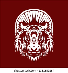 Tiger white line art vector illustration for t shirt design template