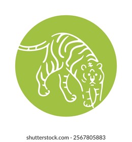 Tiger white line drawing illustration material