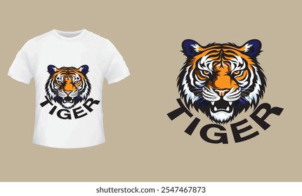 Tiger White Nice T-Shirt Design. 
