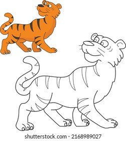 tiger wild animal carnivore wildlife sumatran bengal caspian siberian 
savanna forest cute cartoon coloring page sheet book for kindergarten children kids