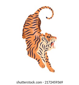 posición de ataque salvaje del tigre