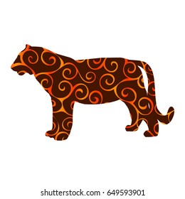 Tiger wildcat bird color silhouette animal
