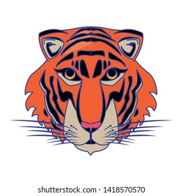 Tiger wildlife animal head cartoon isolated vector illustration graphic design