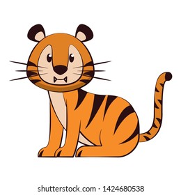 Tiger wildlife cute animal cartoon isolated vector illustration graphic design