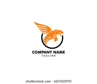 Tiger with wings vector logo design template