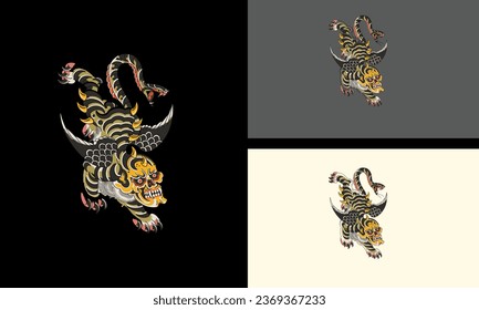 tiger and wings vector mascot design