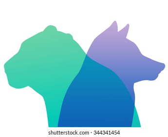 Tiger and wolf silhouettes