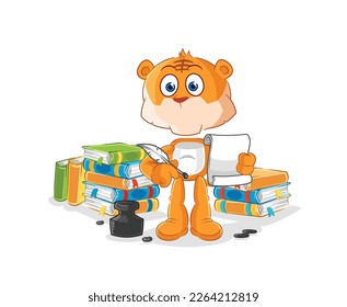 the tiger writer vector. cartoon character