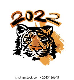 Año tigre 2022 en acuarela.