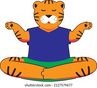 Tiger yoga position vector illustration 