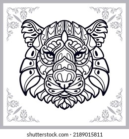 Tiger zentangle arts isolated on white background