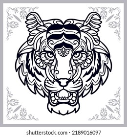 Tiger zentangle arts isolated on white background