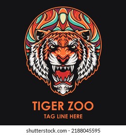 Tiger Zoo Logo Vector Illustration