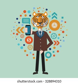 Tiger,Businessman concept design,abstract design,vector